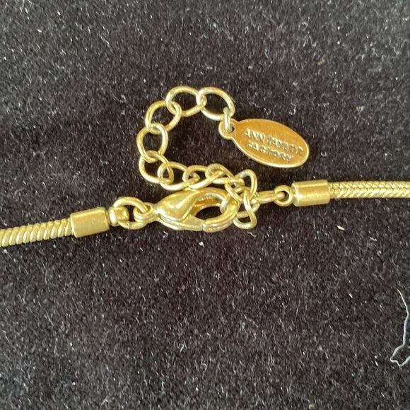 Ann Taylor Whimsical Statement Necklace Gold Tone Rhinestone People Children - Picture 5 of 6